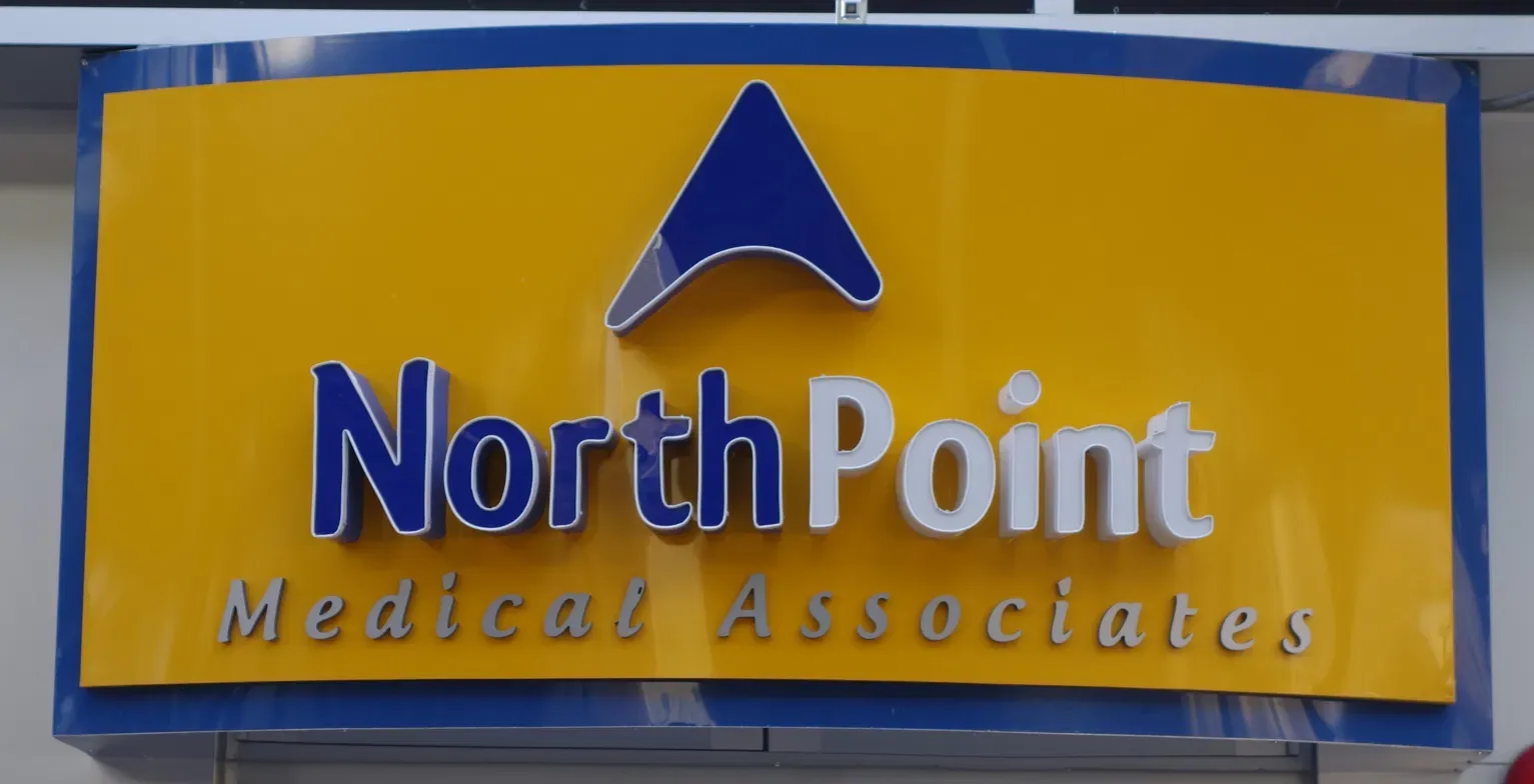 Street-level view of the NorthPoint Medical Associates building sign
