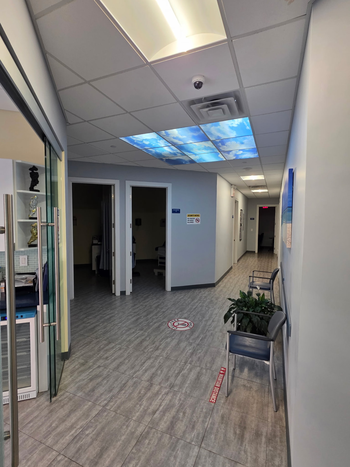 Exam rooms and the bright hallway inside NorthPoint Medical Associates